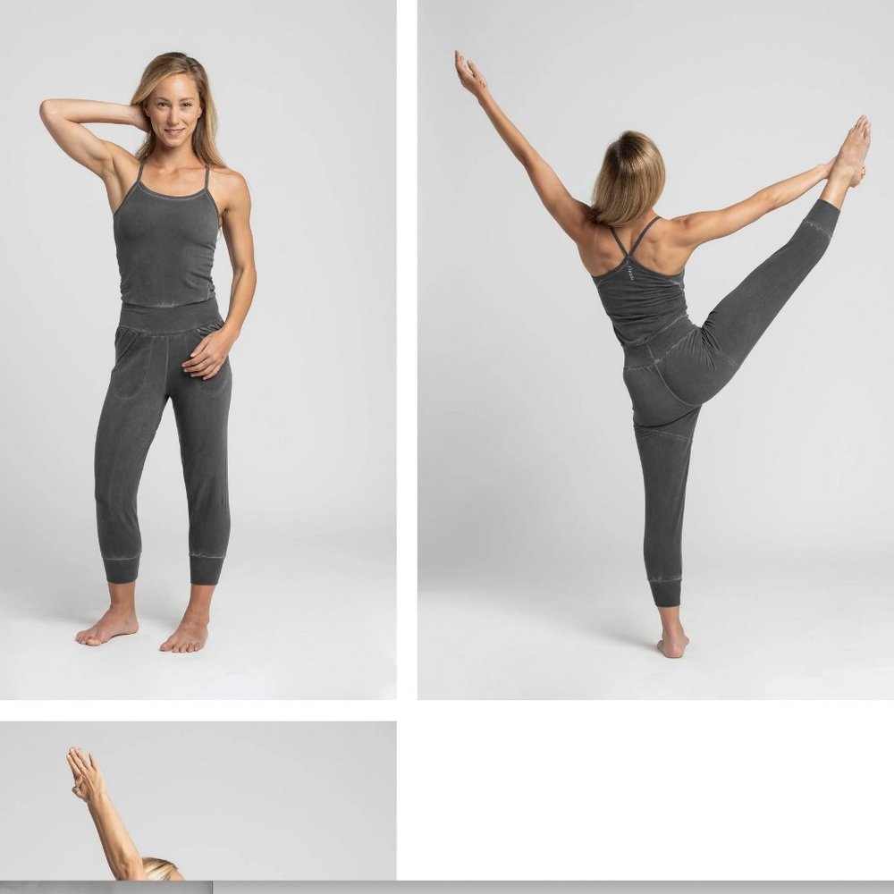 Ripple stonewash yoga jumpsuit